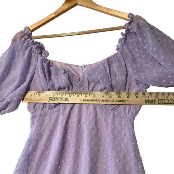 MISSGUIDED Mini Dress Women's 4 Purple Lilac Puff Sleeve "Skater Dress" Feminine - Picture 9 of 10